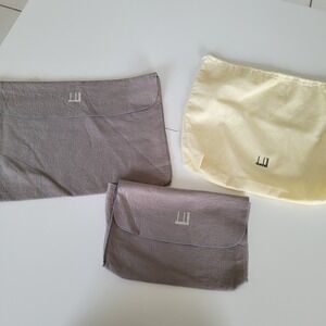 Dunhill Dust Bag Set 3 Pieces Grey Felt Sleeves Cream‎ Drawstring Luxury Storage